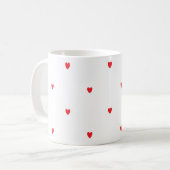 Doodle Red Hearts White Cute Classy Elegant  Koffiemok (Voorkant links)