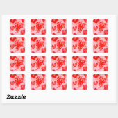 Doodle Red Valentijn Heart Square Stickers (Vel)