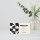 Doodle retro bloemen visitekaartjes (Staand voorkant)
