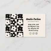 Doodle retro bloemen visitekaartjes (Voorkant)