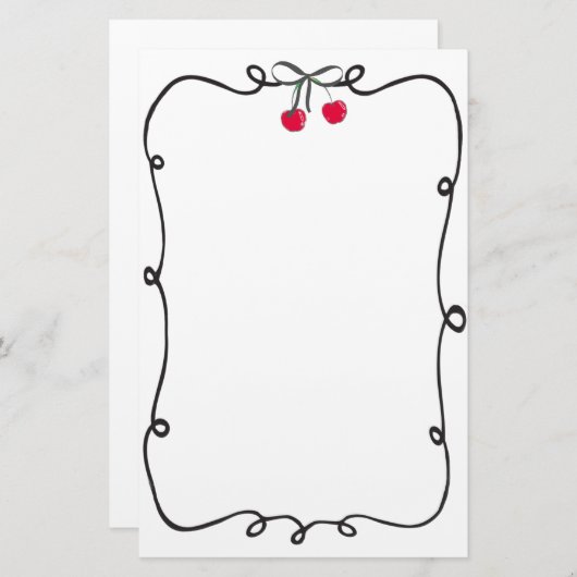 Doodle Ribbon Lijst Very Cherry Briefpapier (Voorkant / Achterkant)