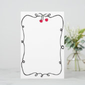 Doodle Ribbon Lijst Very Cherry Briefpapier (Staand voorkant)
