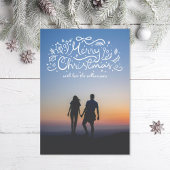 Doodle Ribbon Vrolijk Kerstfeest Foto Feestdagenkaart