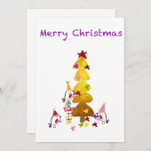 Doodle Robins Golden Tree | KerstKaart (Voorkant / Achterkant)