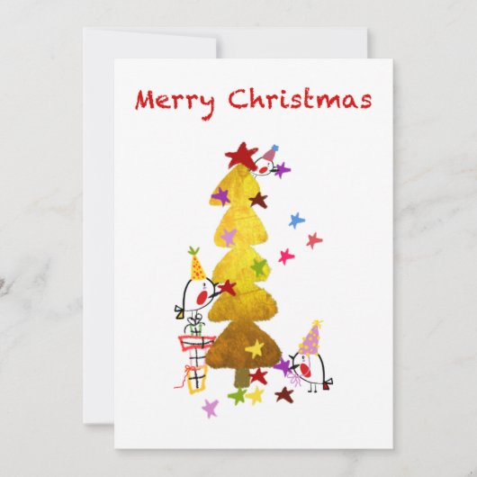 Doodle Robins Golden Tree-kerstKaart Bedankkaart (Voorkant)