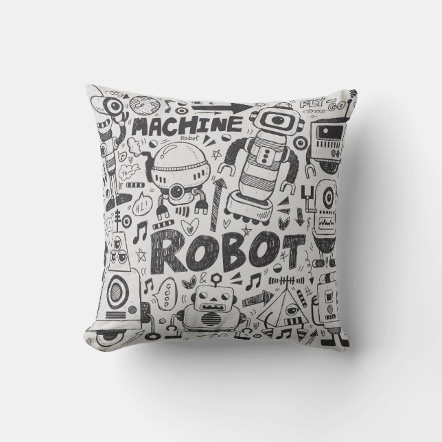 doodle robot element, illustrator lijn gereedschap kussen (Voorkant)