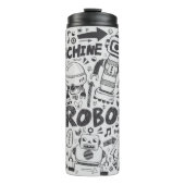 doodle robot element, illustrator line tools drawi thermosbeker (Voorkant)