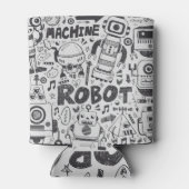 Doodle Robot Illustrator Tekening Blikjeskoeler (Achterkant)