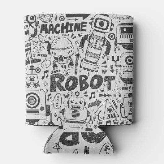 Doodle Robot Illustrator Tekening Blikjeskoeler (Achterkant)