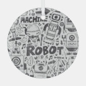 Doodle Robot Illustrator Tekening Glas Ornament (Voorkant)