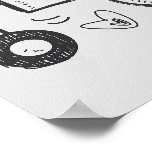 Doodle Robot Illustrator Tekening Poster (Hoek)