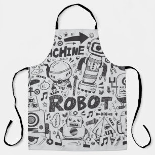 Doodle Robot Illustrator Tekening Schort