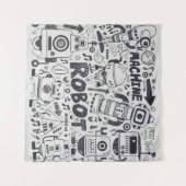 Doodle Robot Illustrator Tekening Wandkleed (Voorkant (horizontaal))