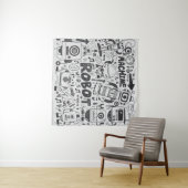 Doodle Robot Illustrator Tekening Wandkleed (In Situ (horizontaal))