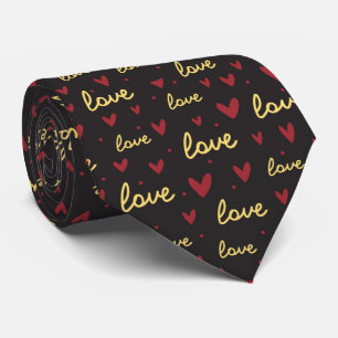 Doodle rood gouden hart liefdespatroon stropdas