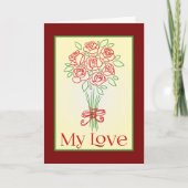 Doodle Rose Bouquet Kaart (Voorkant)