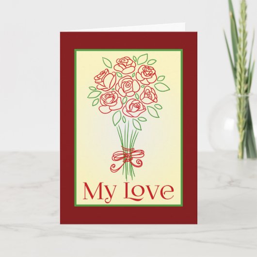 Doodle Rose Bouquet Kaart (Voorkant)