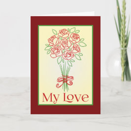 Doodle Rose Bouquet Kaart