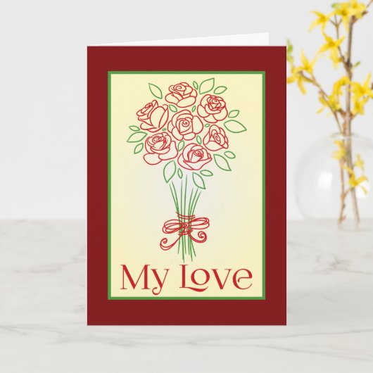 Doodle Rose Bouquet Kaart (Gele Bloem)