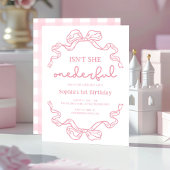 Doodle Roze Bow Baby Meisje 1e Verjaardag Kaart