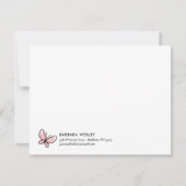 DOODLE ROZE VLINDER WHIMSICAL MONOGRAM NOTITIEKAARTJE (Voorkant)