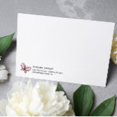 DOODLE ROZE VLINDER WHIMSICAL MONOGRAM NOTITIEKAARTJE