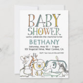 Doodle Safari Baby shower Kaart (Voorkant)