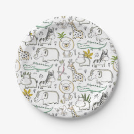 Doodle Safari Baby shower Papier Borden Papieren Bordje