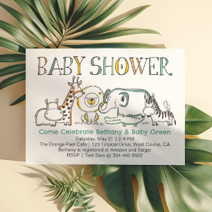 Doodle Safari Baby shower Uitnodiging