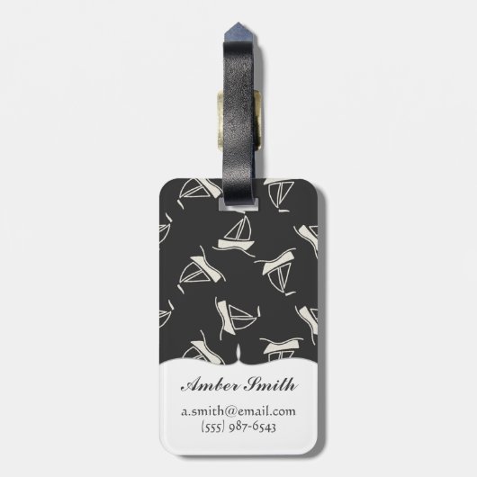 Doodle Sailboat Pattern Bagagelabel (Achterkant verticaal)