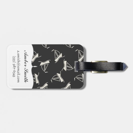 Doodle Sailboat Pattern Bagagelabel (Achterkant horizontaal)
