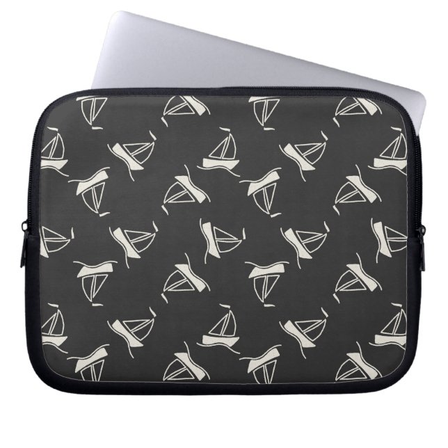 Doodle Sailboat Pattern Laptop Sleeve (Voorkant)