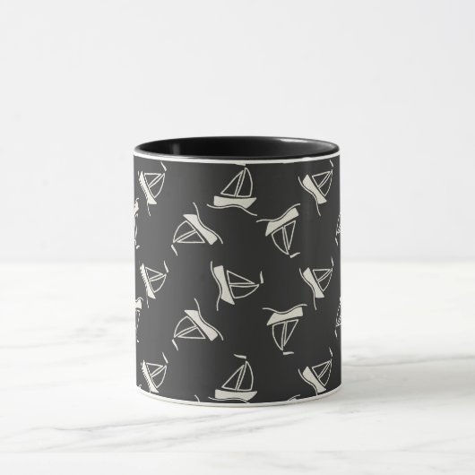 Doodle Sailboat Pattern Mok (Midden)