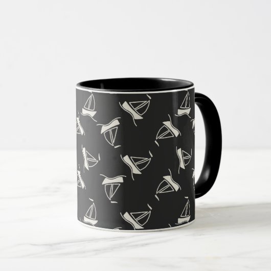 Doodle Sailboat Pattern Mok (Voorkant rechts)