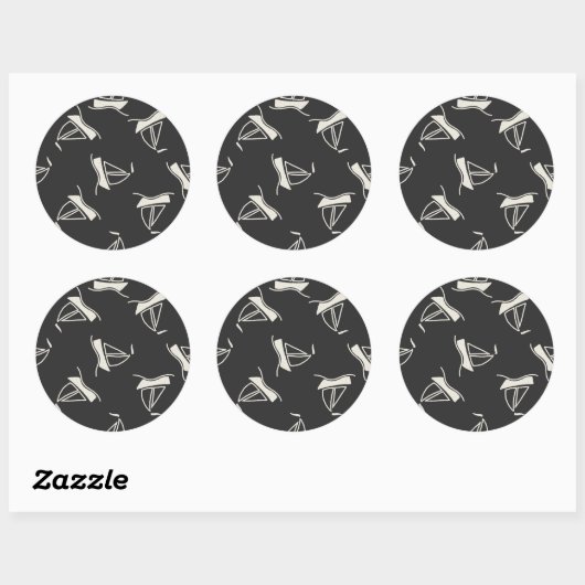 Doodle Sailboat Pattern Ronde Sticker (Vel)
