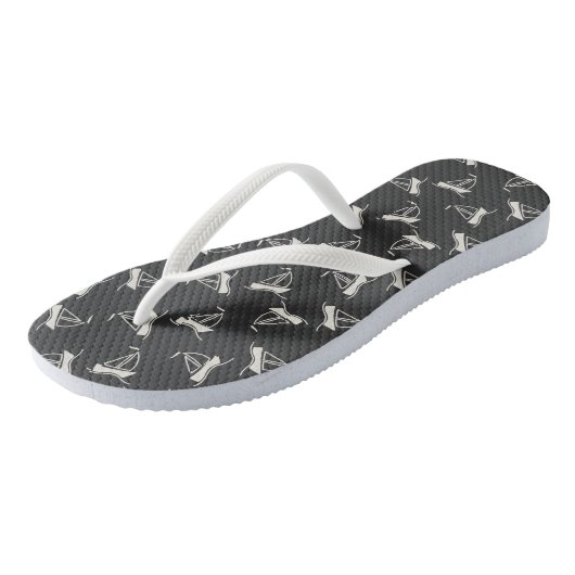 Doodle Sailboat Pattern Teenslippers (Schuin)