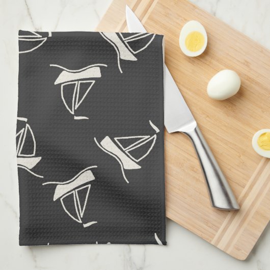 Doodle Sailboat Pattern Theedoek (Quarter Fold)