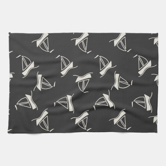 Doodle Sailboat Pattern Theedoek (Horizontaal)