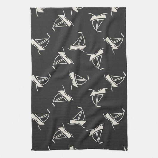 Doodle Sailboat Pattern Theedoek (Verticaal)
