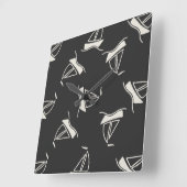 Doodle Sailboat Pattern Vierkante Klok (Hoek)