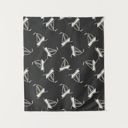 Doodle Sailboat Pattern Wandkleed (Voorkant)