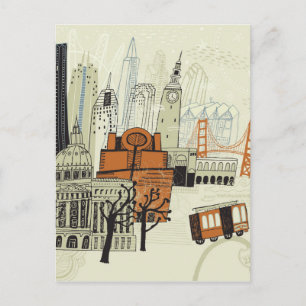 Doodle San Francisco Scene Briefkaart