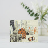 Doodle San Francisco Scene Briefkaart (Staand voorkant)
