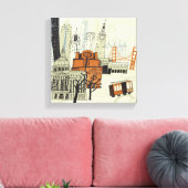 Doodle San Francisco Scene Canvas Afdruk (Insitu (Woonkamer))