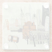 Doodle San Francisco Scene Glazen Onderzetter (Achterkant)