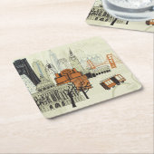 Doodle San Francisco Scene Kartonnen Onderzetters (Schuin)