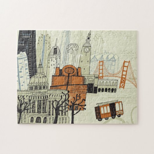 Doodle San Francisco Scene Legpuzzel (Horizontaal)