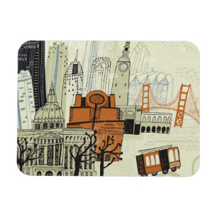 Doodle San Francisco Scene Magneet