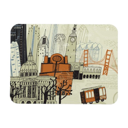 Doodle San Francisco Scene Magneet (Horizontaal)