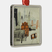 Doodle San Francisco Scene Metalen Ornament (Rechts)
